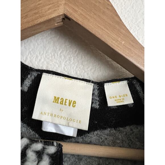 MAEVE Anthropologie Cape Caplet Poncho wool dusk & dawn White black One Size - Picture 6 of 7